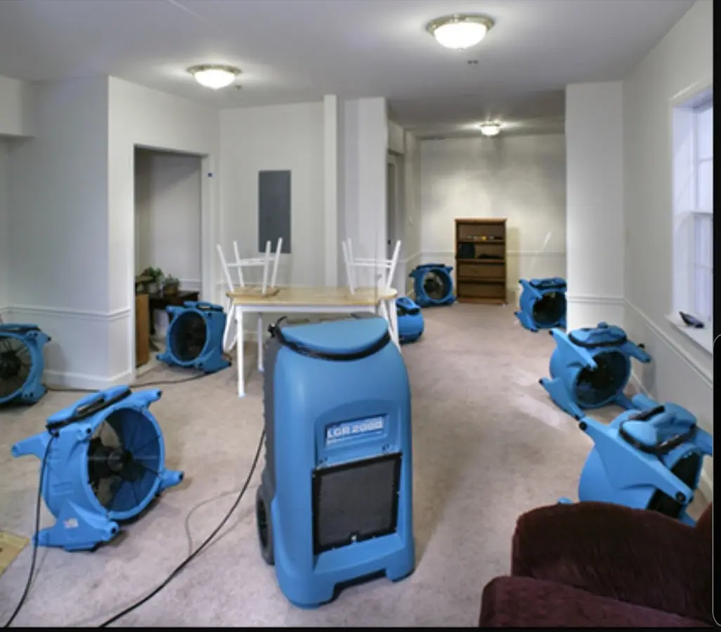 Air movers and dehumidifier setup for Water Extraction & Removal in Prichard